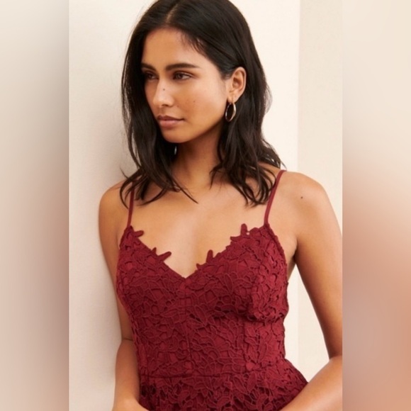 ASTR the Label Lace Dress Red Rust Medium Midi A Line Lined - Picture 2 of 16